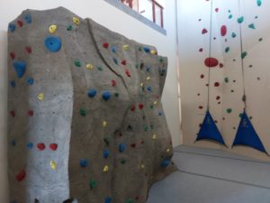 Rock wall at the North Domingo Baca Multigenerational Center