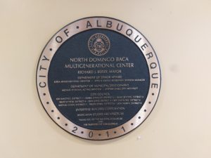City of Albuquerque plaque at the North Domingo Baca Multigenerational Center