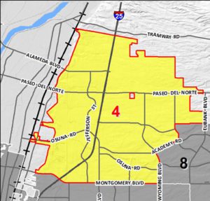 A map of Albuquerque City Council District 4.