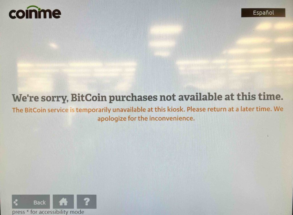 Bitcoin Not Available