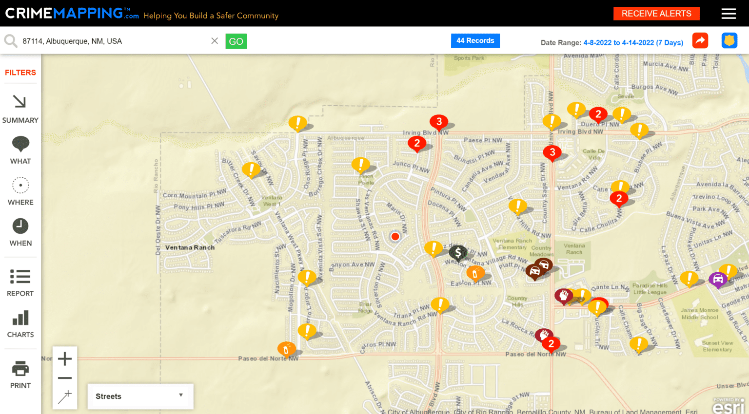 NW ABQ crime map 4/8-4/14