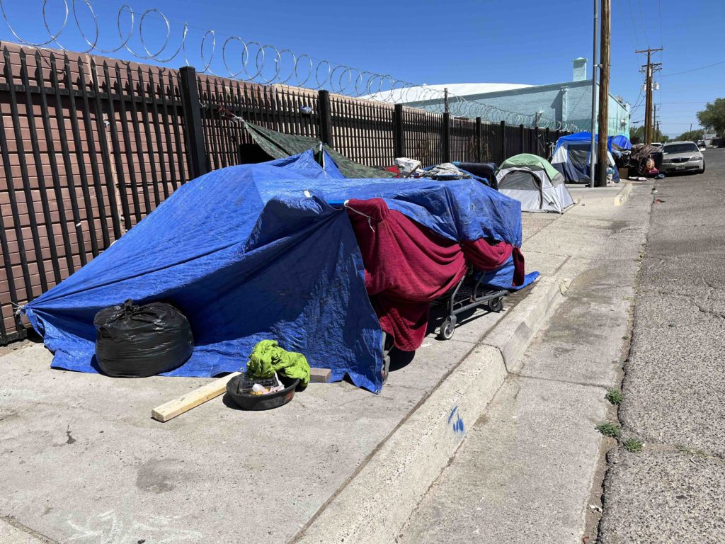 Tents pitched on Tennessee St.