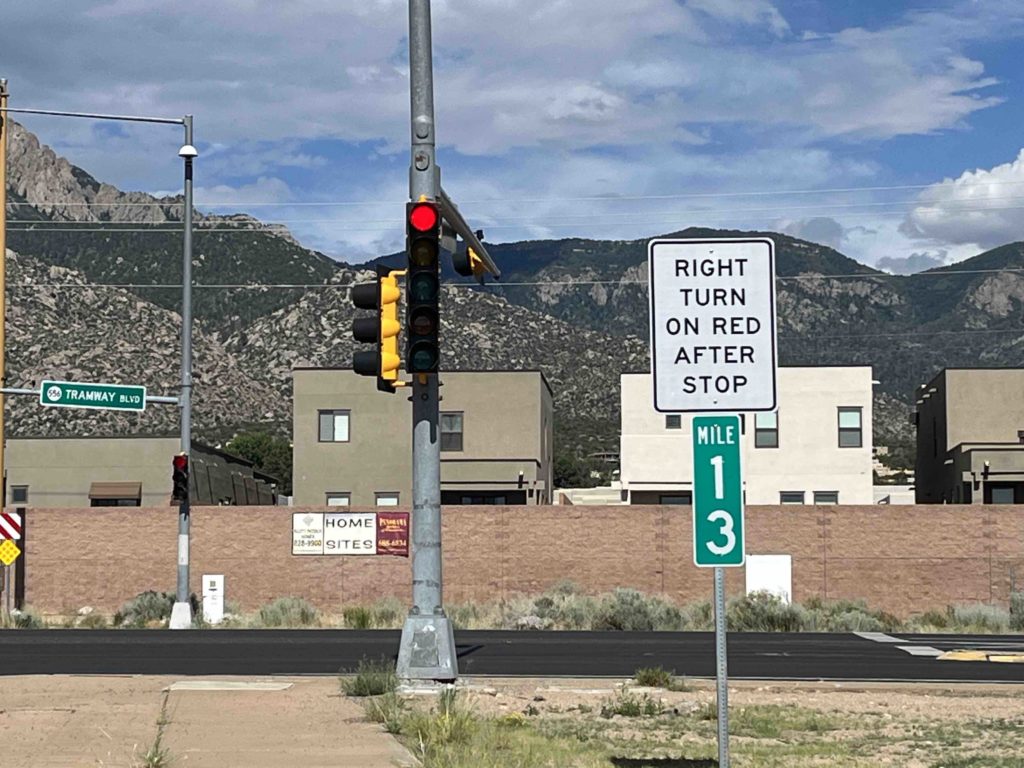 Right turn on red sign installed at Paseo & Tramway
