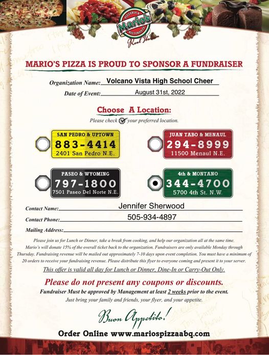 VV cheer fundraiser