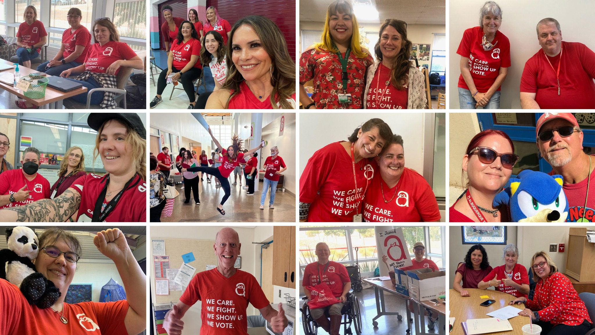 Teachers wearing red in solidarity.