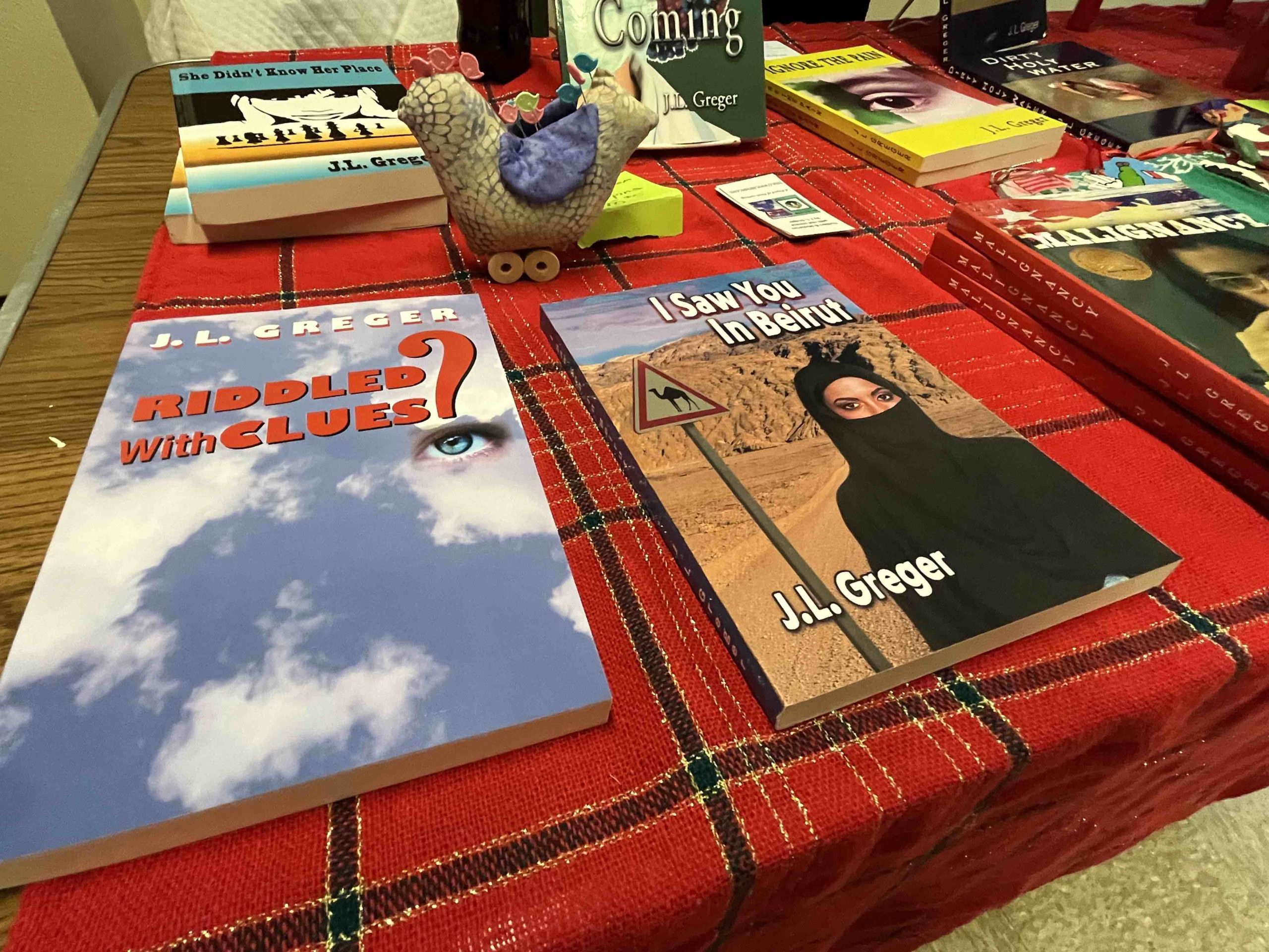 Local author JL Greger books at 2022 Big Bad Bear Band Holiday Craft Fiar - La Cueva High School