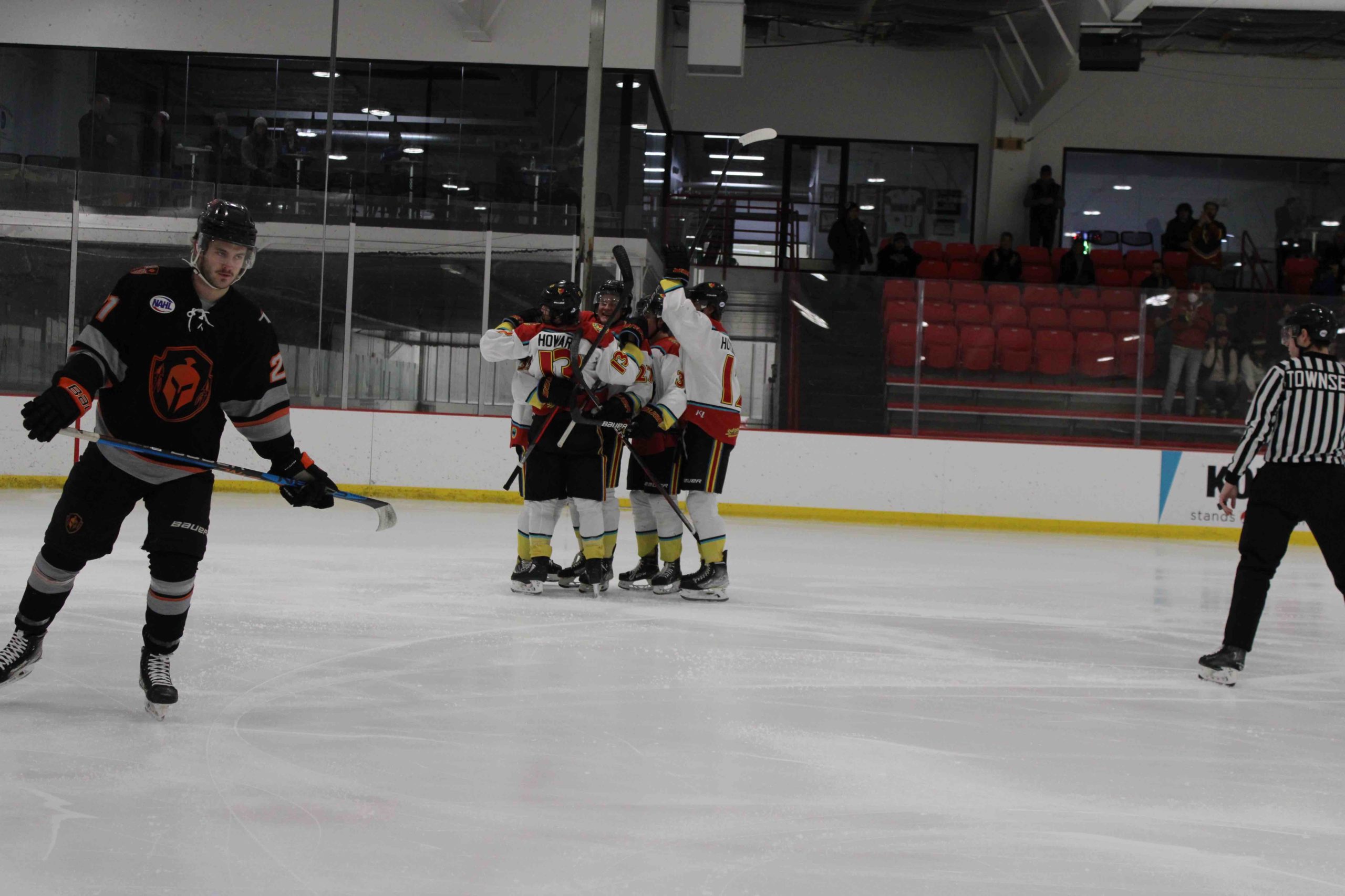 NM Ice Wolves celebrate after first goal