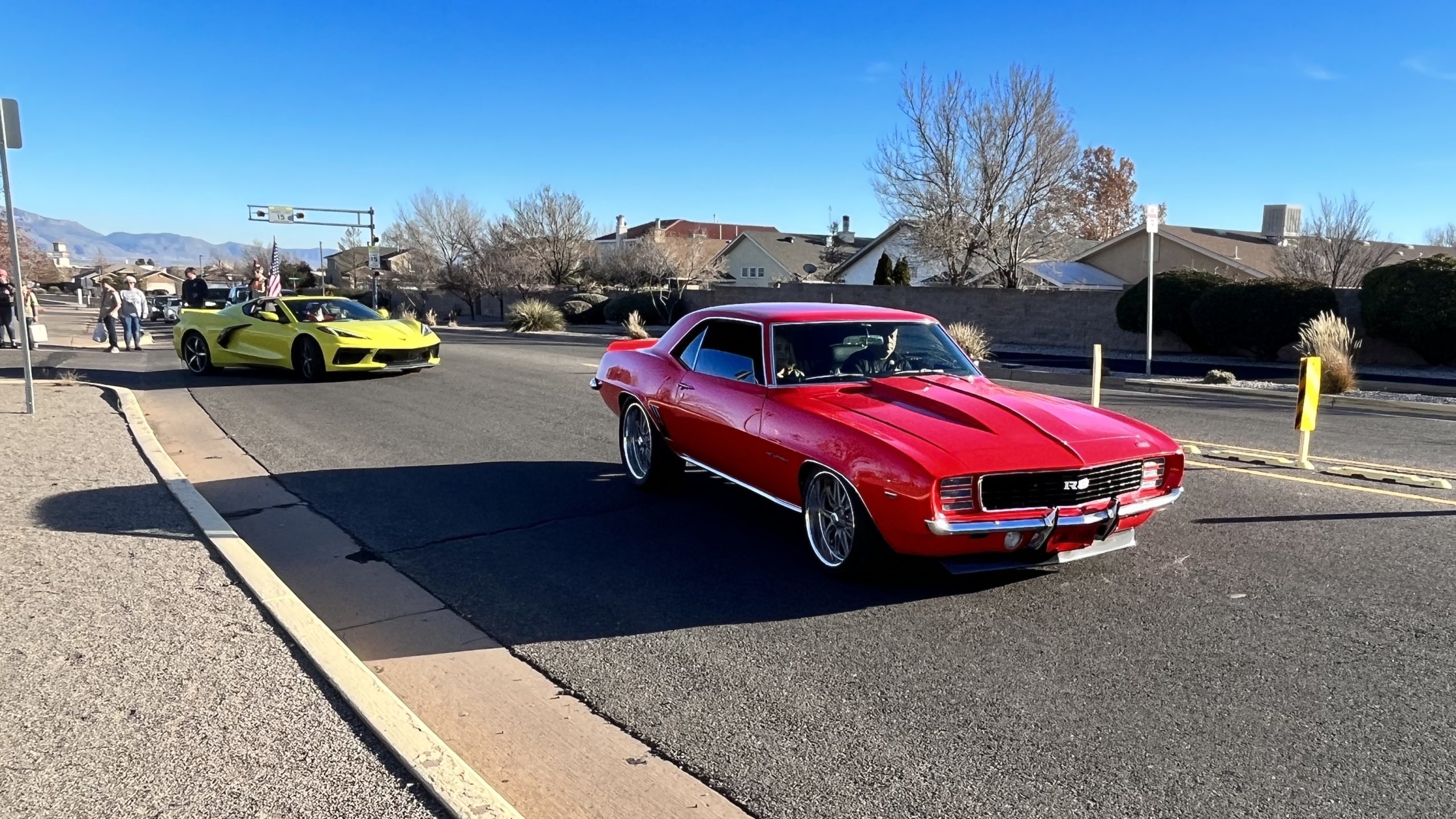 ventana ranch christmas parade red muscle car